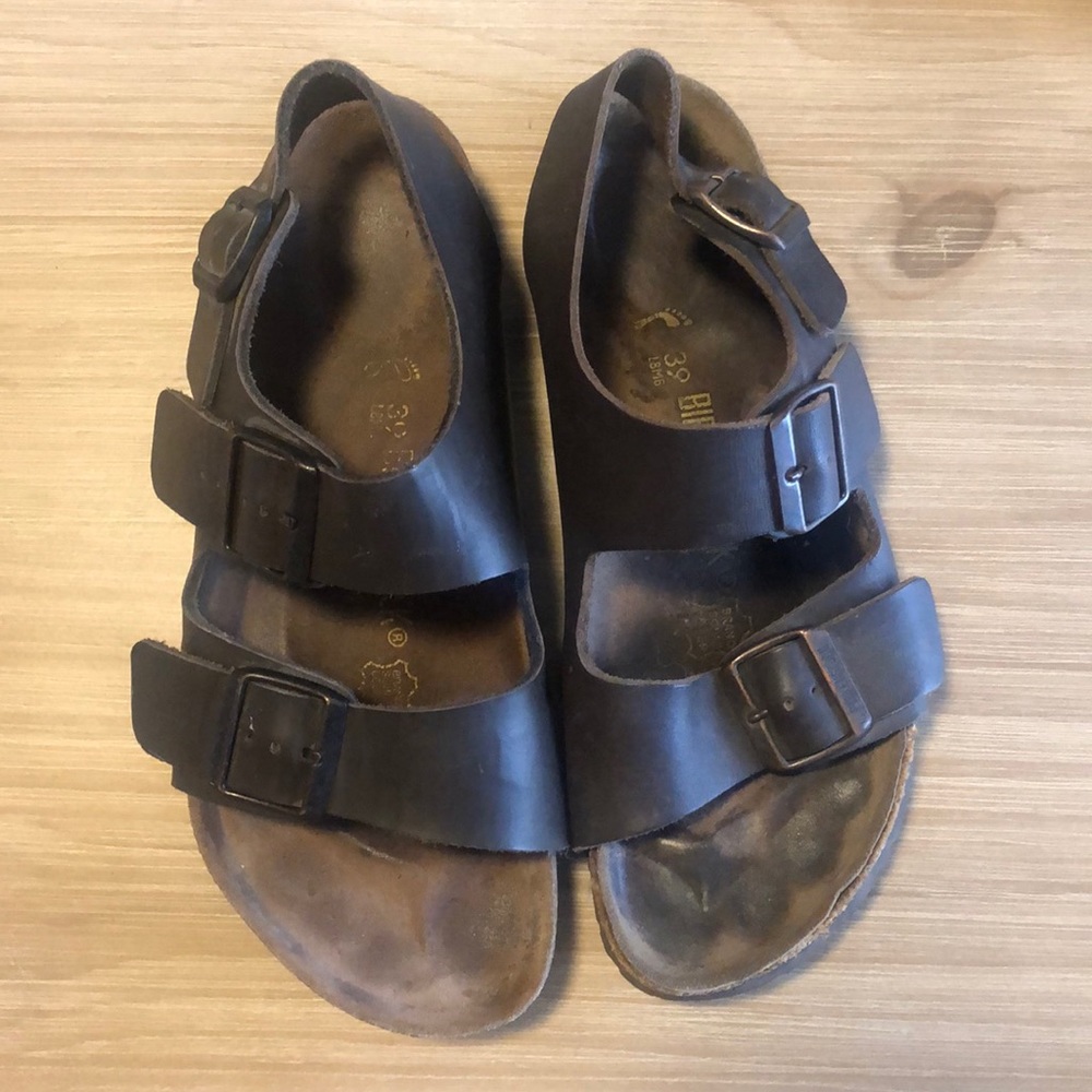 Birkenstocks Milano brown leather sandals